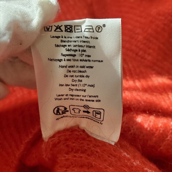 Sezane La Maille Rudy Jumper Mohair Mock Neck Sweater Red Knit Stretch Size M - Picture 9 of 9